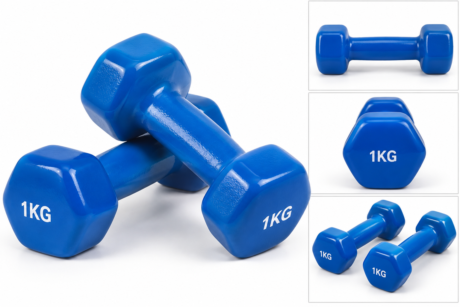 1kg Vinyl-Coated Hex Dumbbell