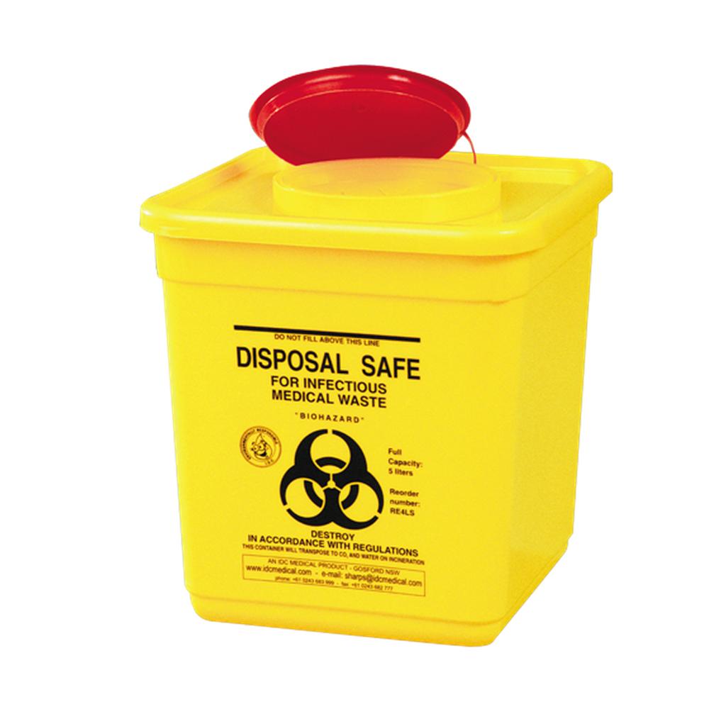 5-Litre Yellow Waterproof Clinical Sharps Disposal Box OP-41005530
