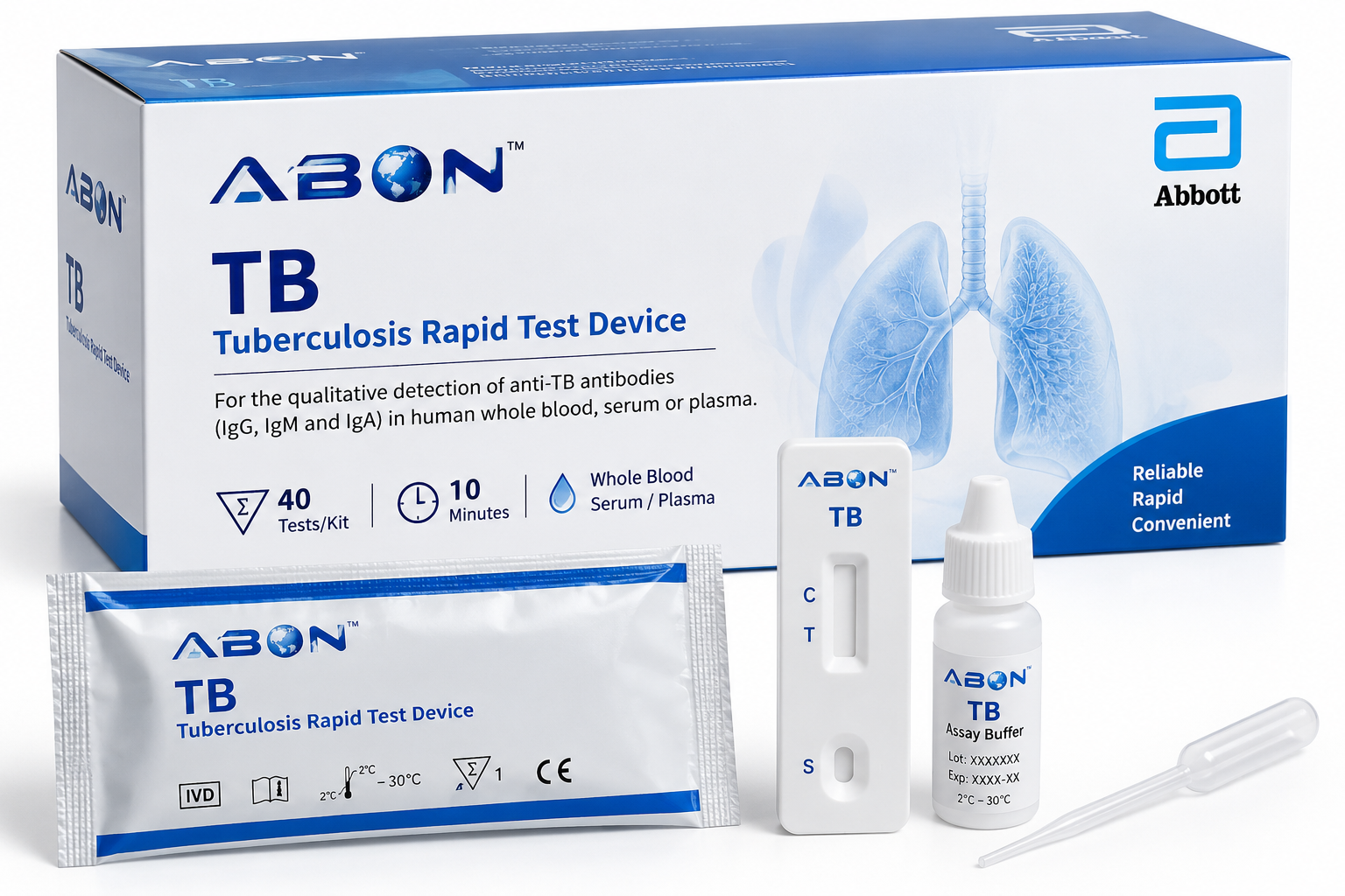 ABON TB Tuberculosis Rapid Test Device by Abbott 40 Tests