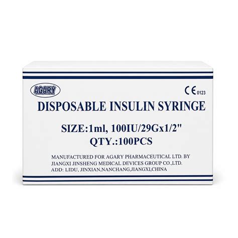 Agary Disposable Insulin Syringe U-100 1ml – 29G × 1/2