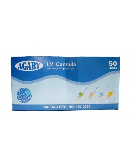 Agary Pink IV Cannula 20G × 32mm with Wings & Injection Port - View 1
