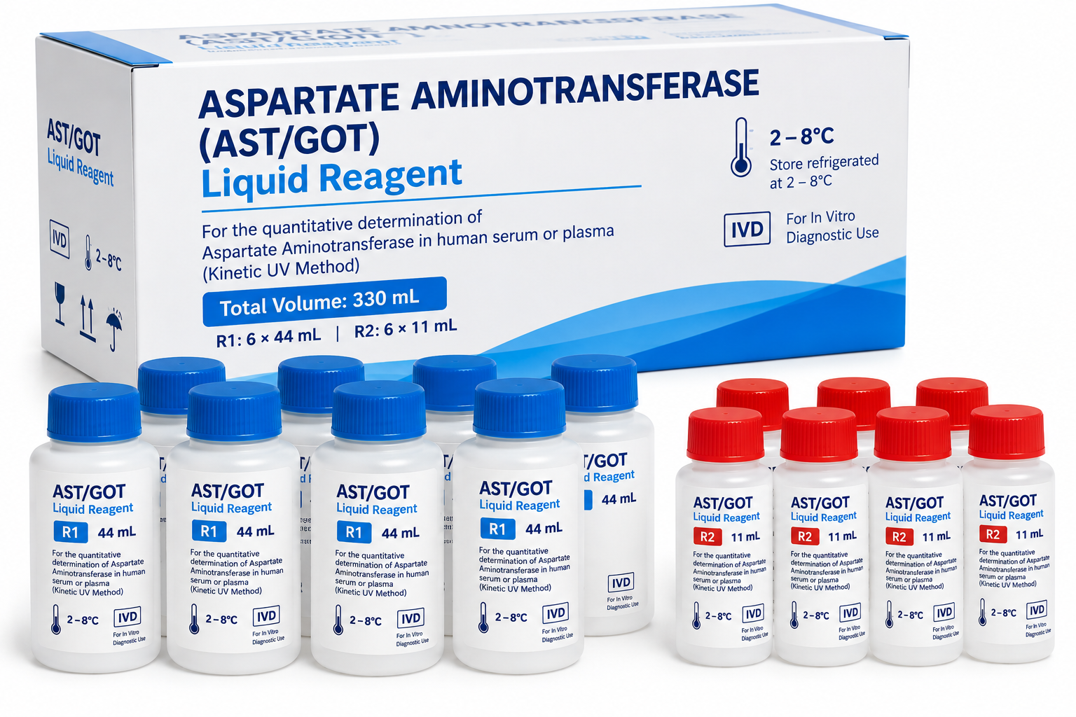 Aspartate Aminotransferase (AST-GOT) Liquid Reagent 330 mL – 2–8°C - View 1