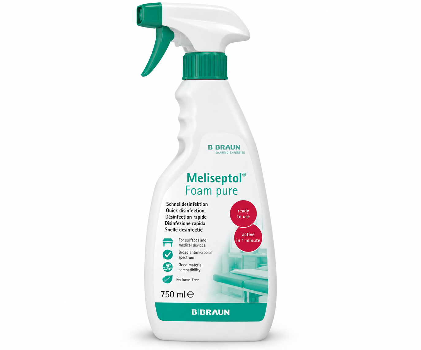 B. Braun MELISEPTOL® Foam Pure 750ml – Surface Disinfectant Foam Spray