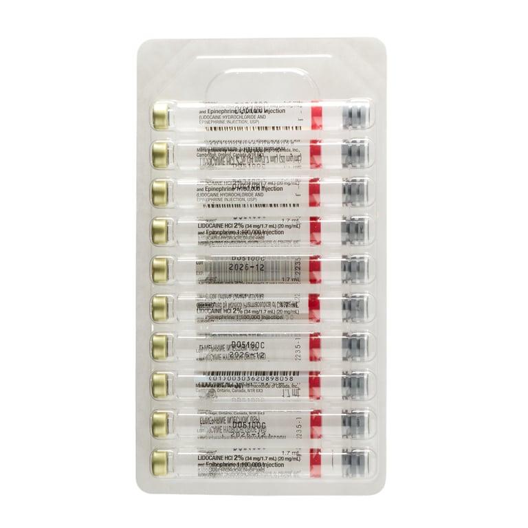 BS&C Lidocaine HCl 2% & Epinephrine 1:100,000 Dental Injection – 50 Cartridges