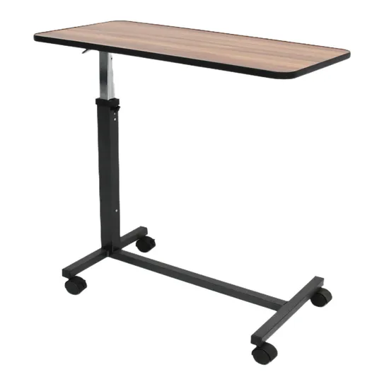 BT647D Wooden Hospital Overbed Table with Wheels - View 1