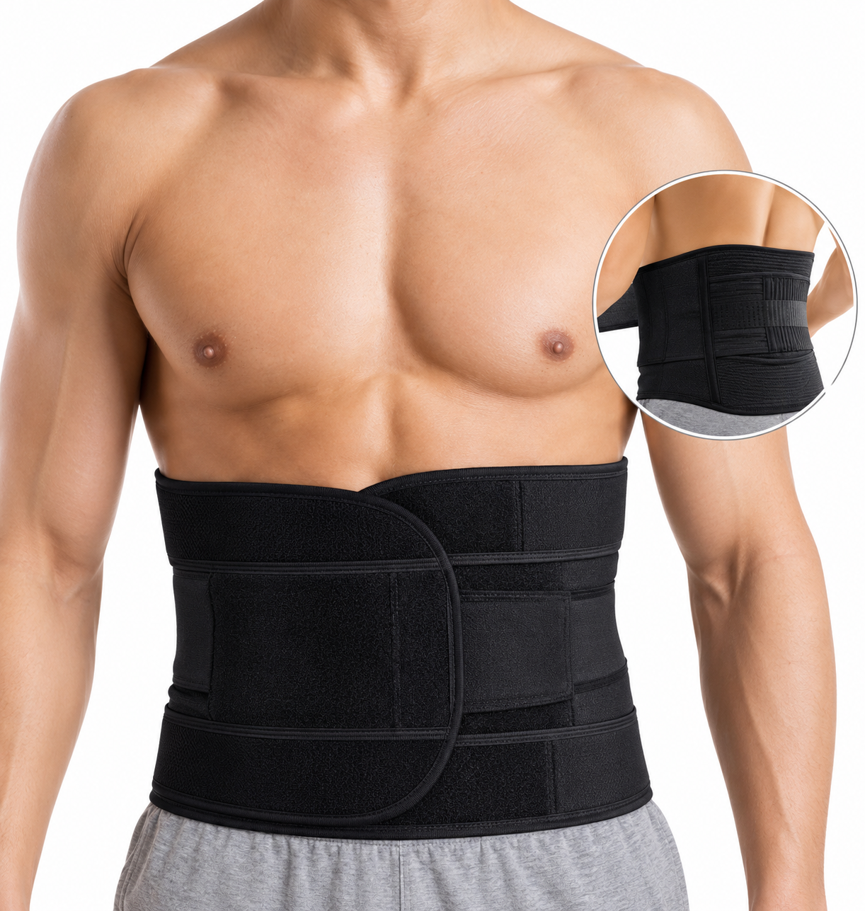Black Lumbar Support Belt – Adjustable Lower Back Brace