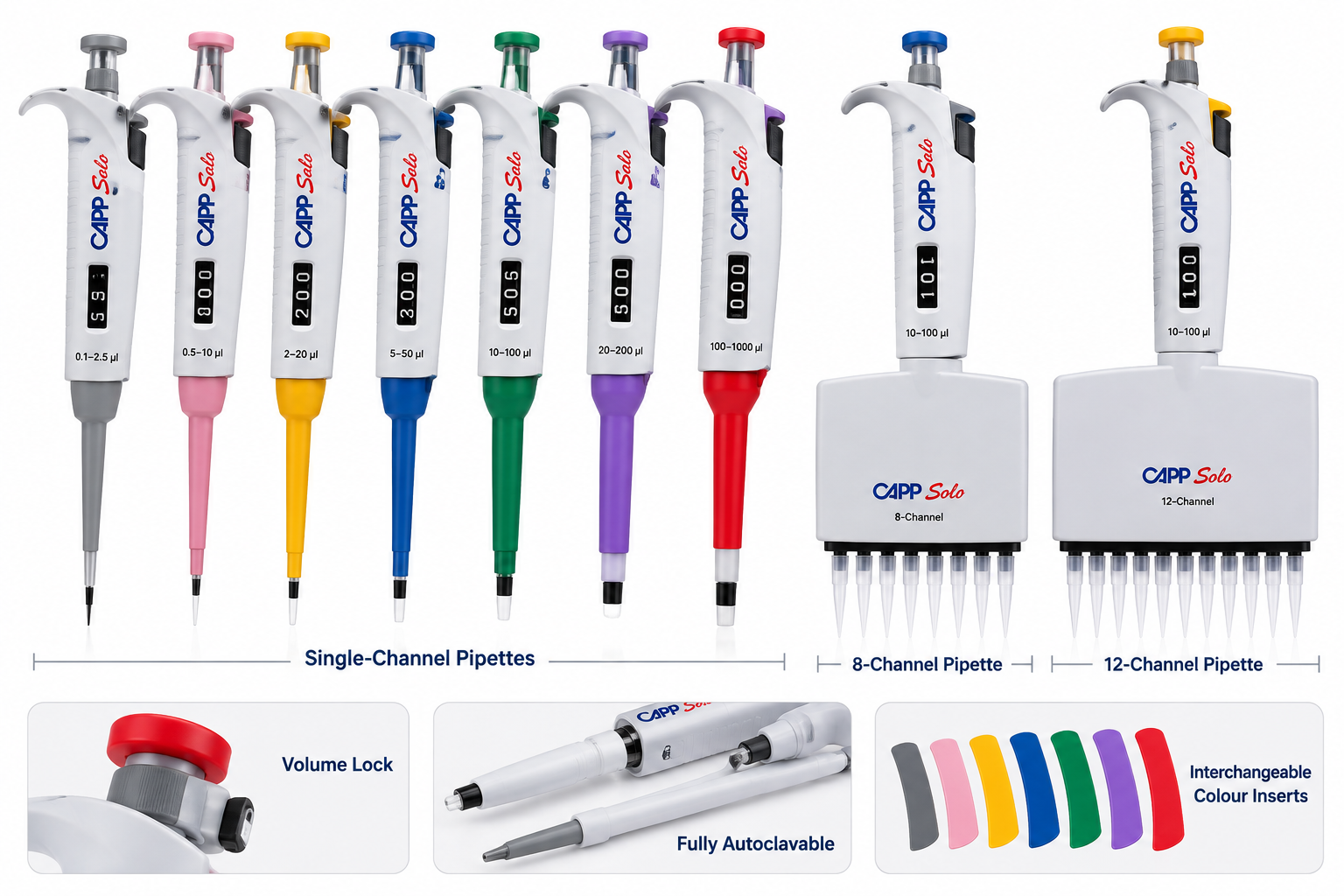 CAPP Solo Adjustable Volume Pipettes – Single & Multichannel - View 1