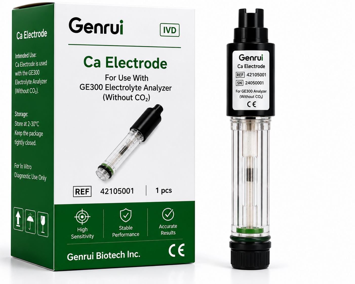 Genrui Ca²⁺ Calcium ISE Electrode for GE300 Electrolyte Analyzer - View 1