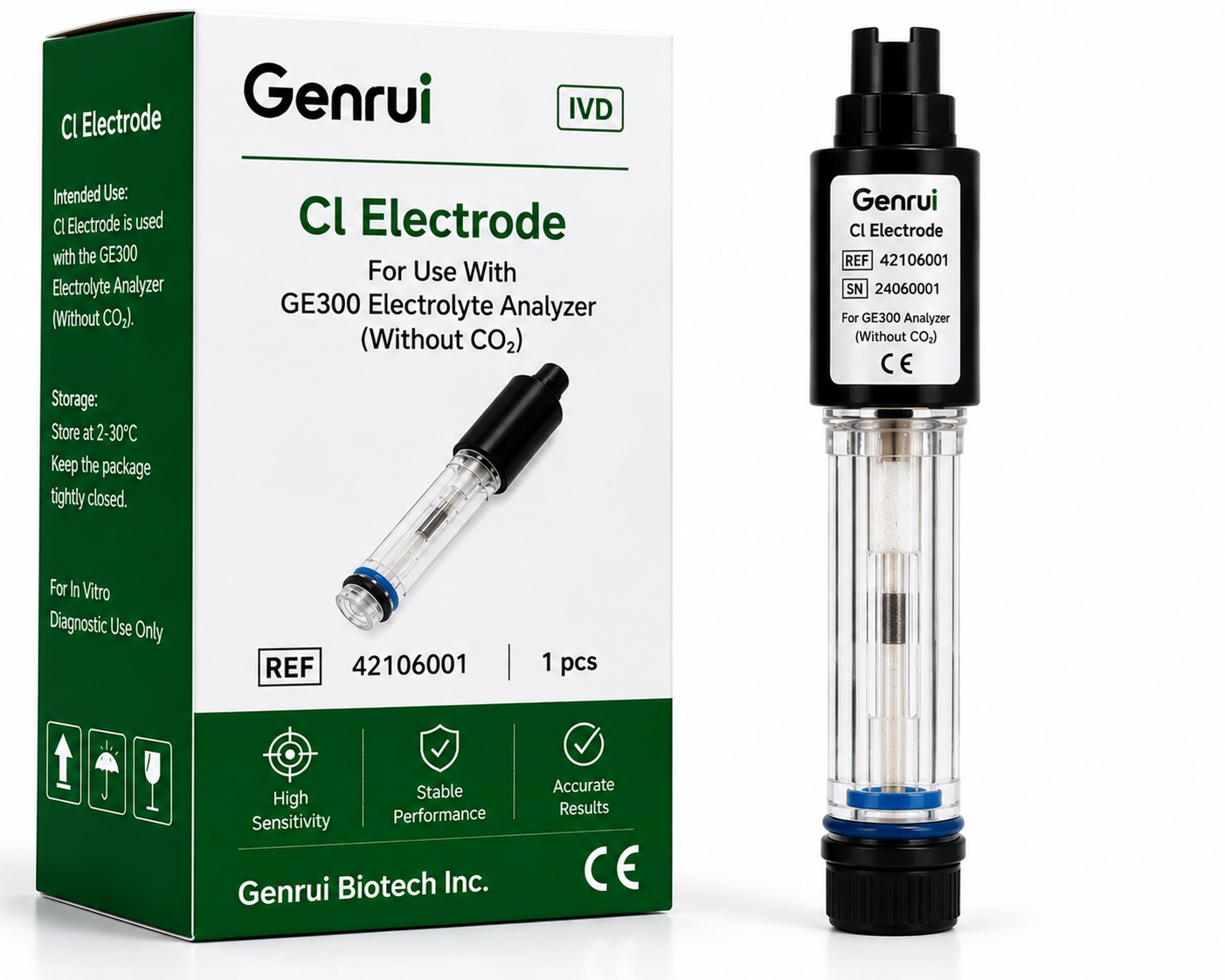 Genrui Cl⁻ Chloride Electrode for GE300 Electrolyte Analyzer - View 1
