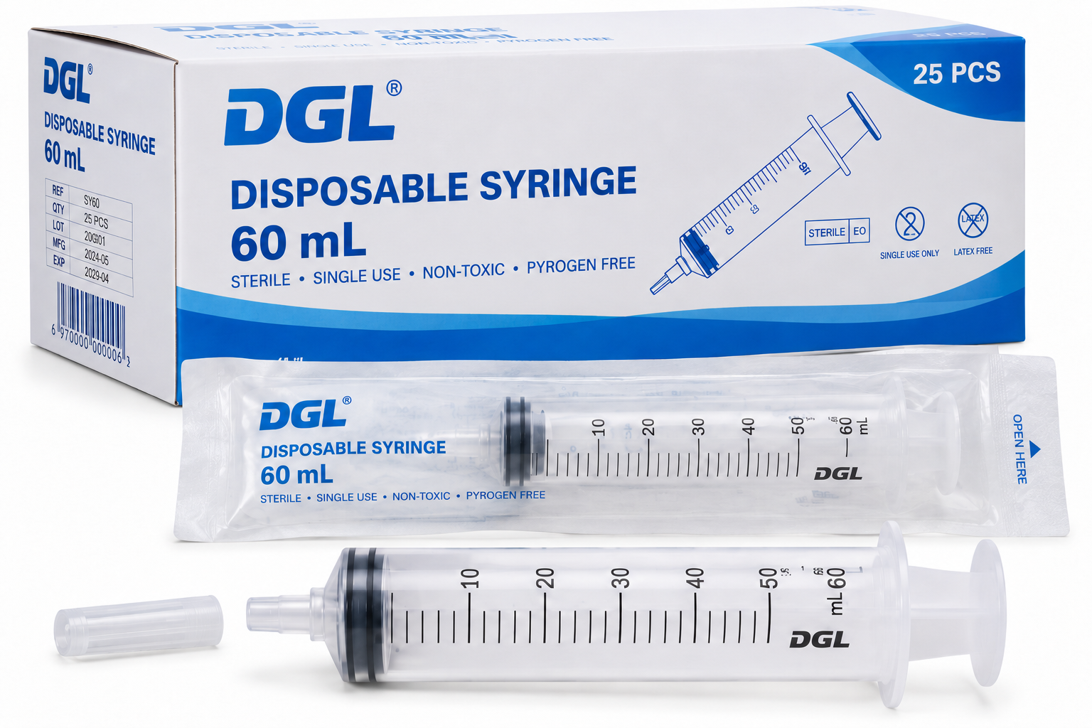 DGL 60mL Disposable Syringe 1 pack - View 1