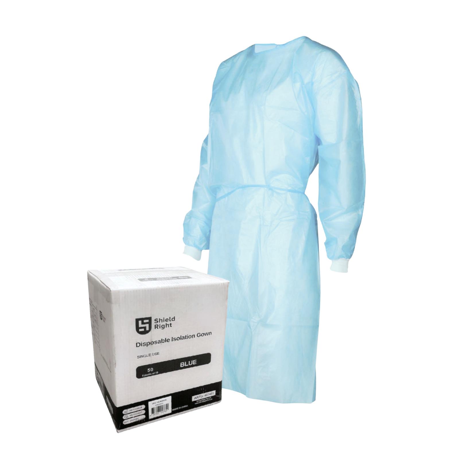 Disposable Blue Isolation Gown – 50 Pieces per Pack