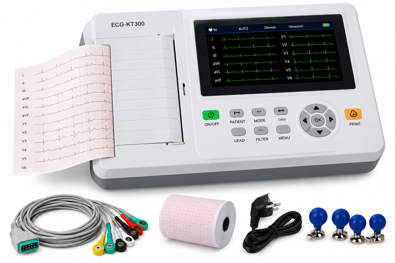 ECG-KT300 3-Channel 12-Lead Electrocardiograph - View 1