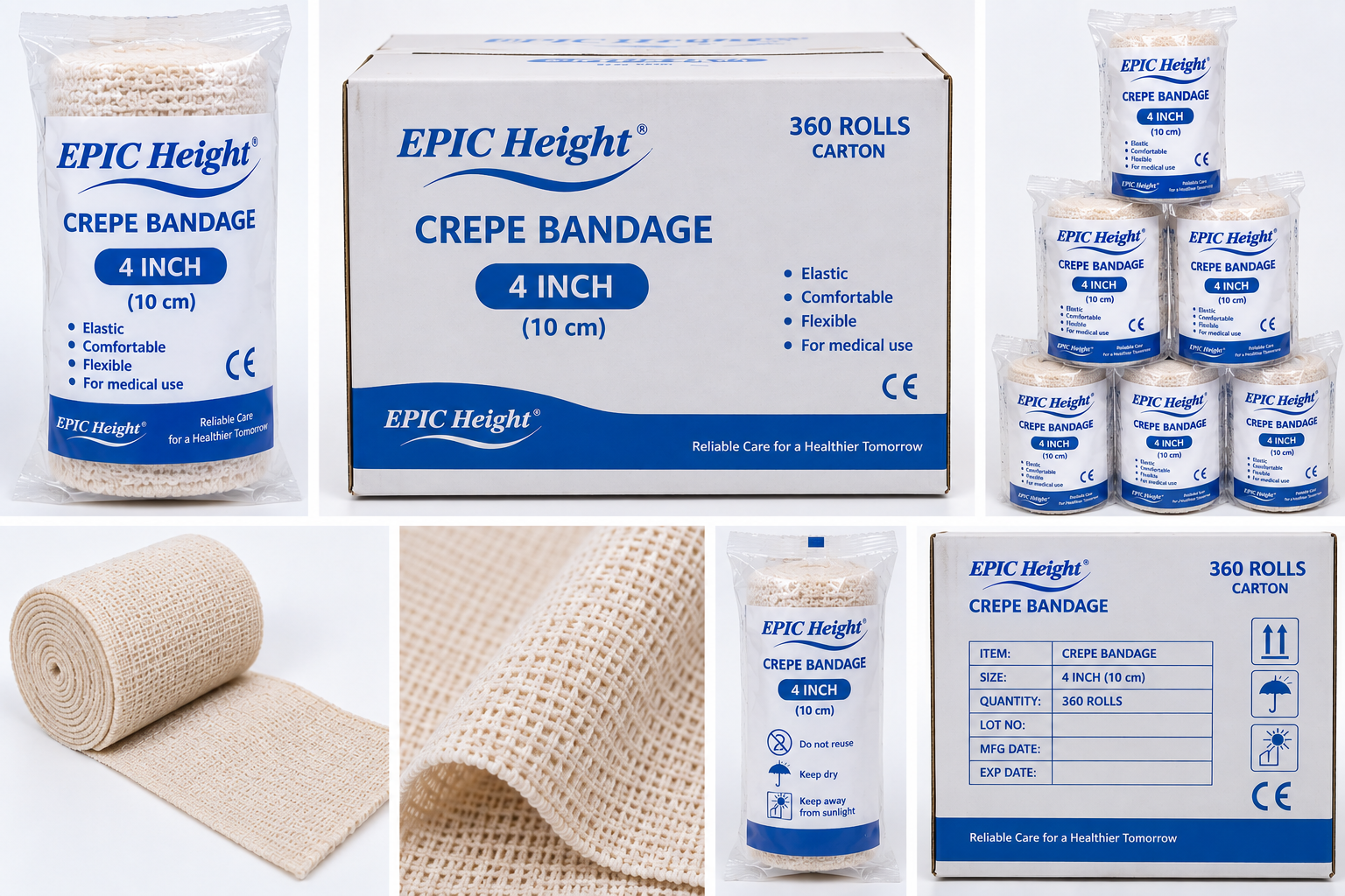EPIC Height Crepe Bandage 4 Inch 360 Rolls Carton