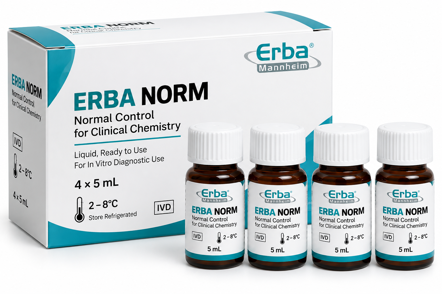 ERBA NORM Normal Control for Clinical Chemistry – 4 × 5 mL - View 1
