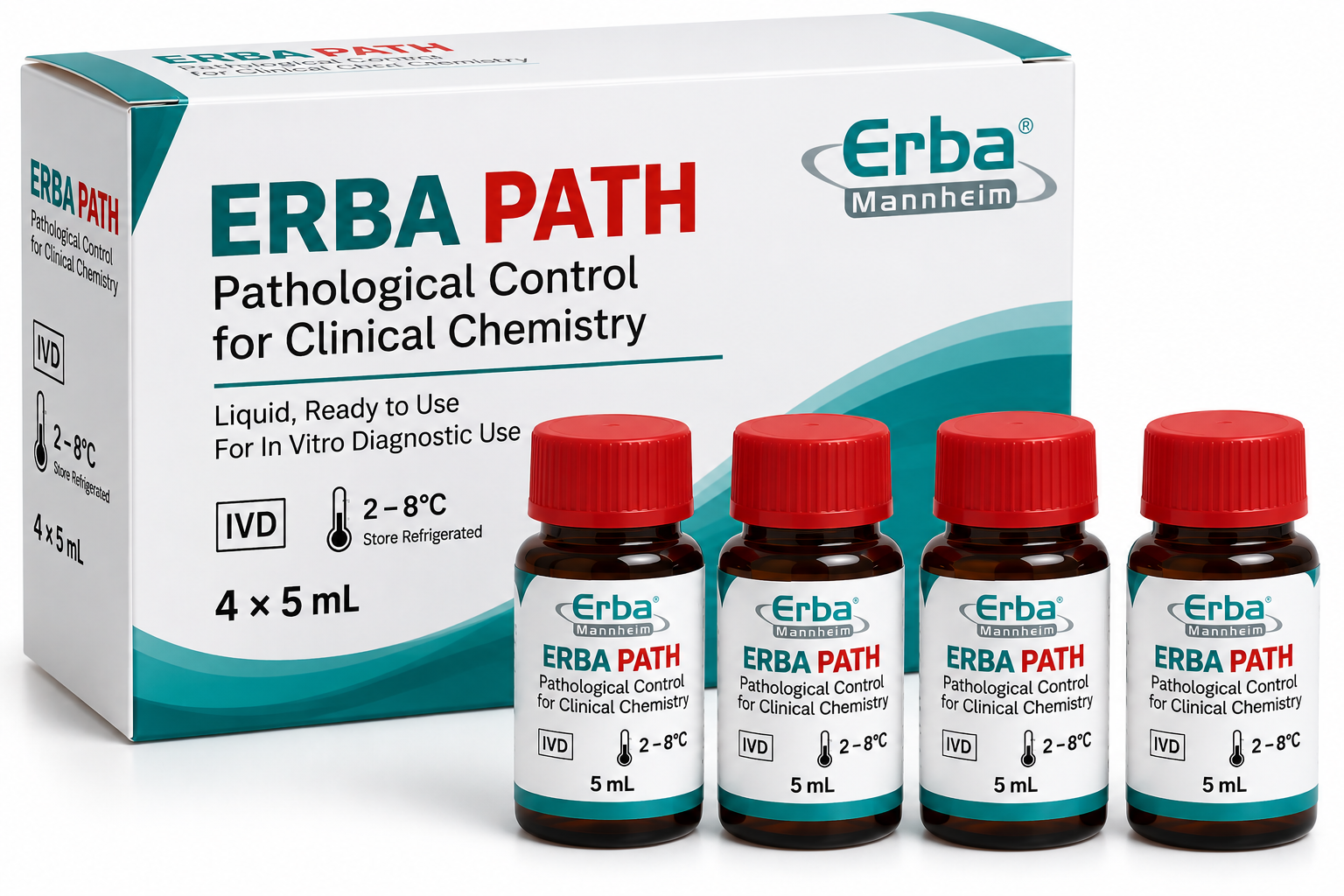 ERBA PATH Pathological Control for Clinical Chemistry – 4 × 5 mL - View 1