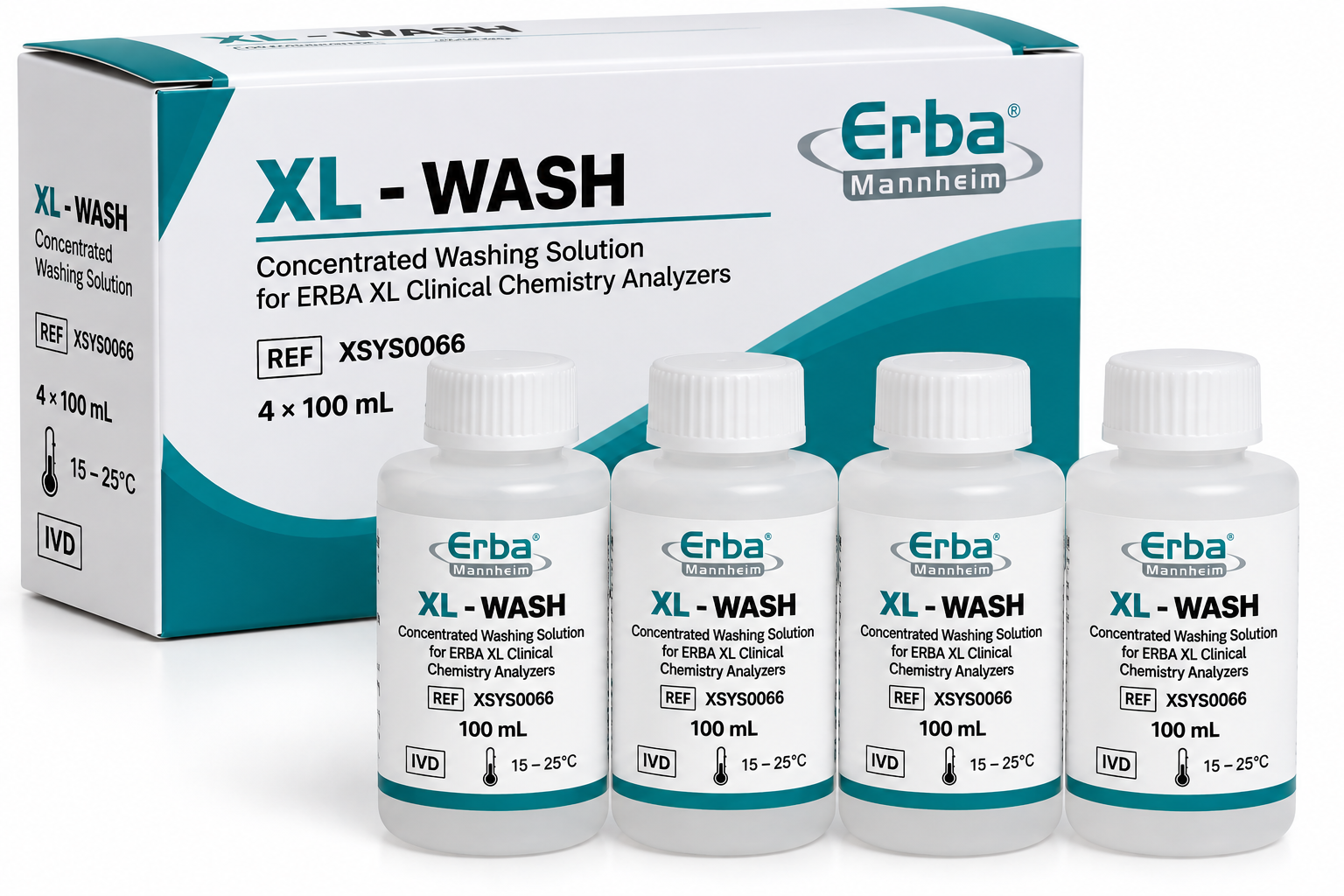 ERBA XL Wash Liquid Cleaning Solution 4 × 100 mL - View 1