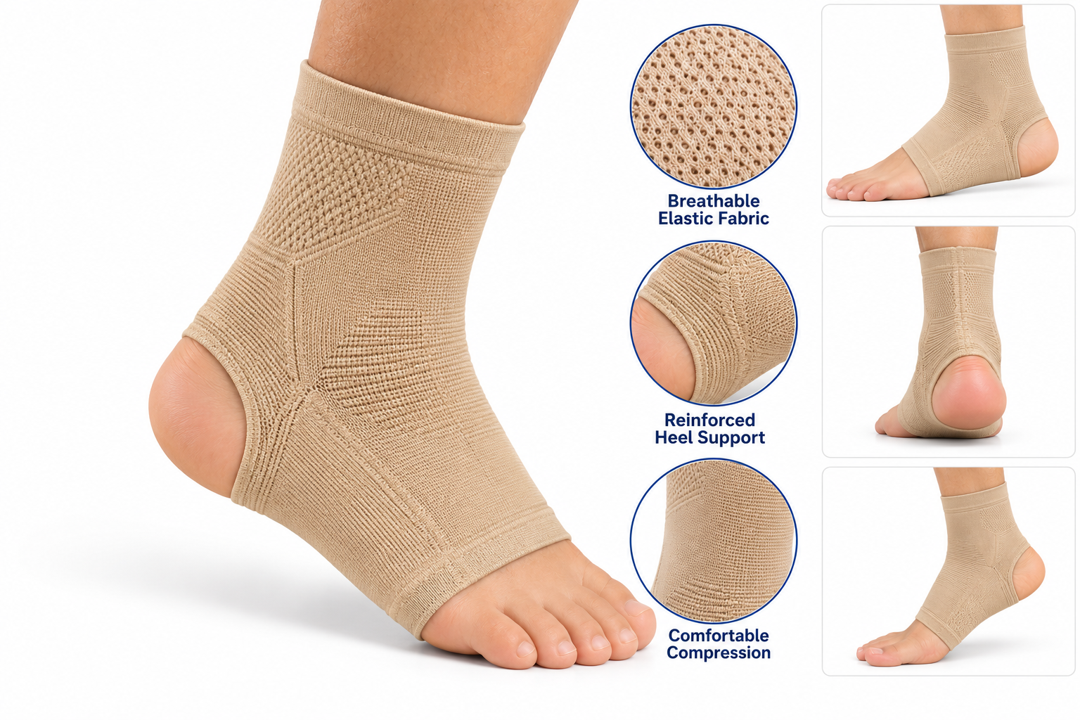 Elastic Ankle Support Anklet for Compression and Stabilization - View 1