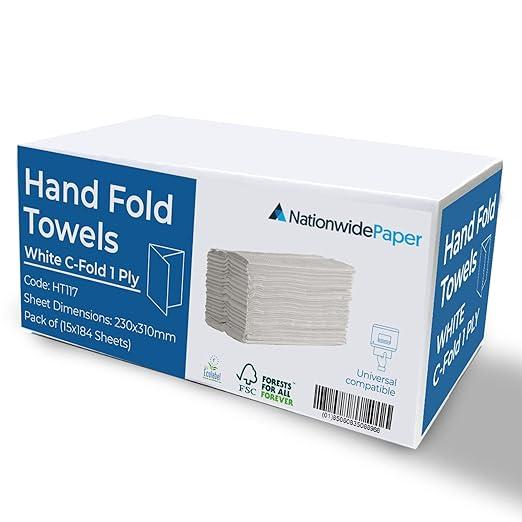 Embossed 1-Ply White C-Fold Hand Towel 310 × 217mm – Thick Paper Towel