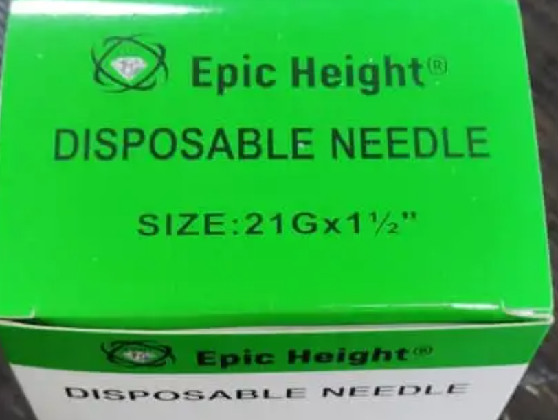 EPIC Height Hypodermic Needle 21G 100 Pieces Box