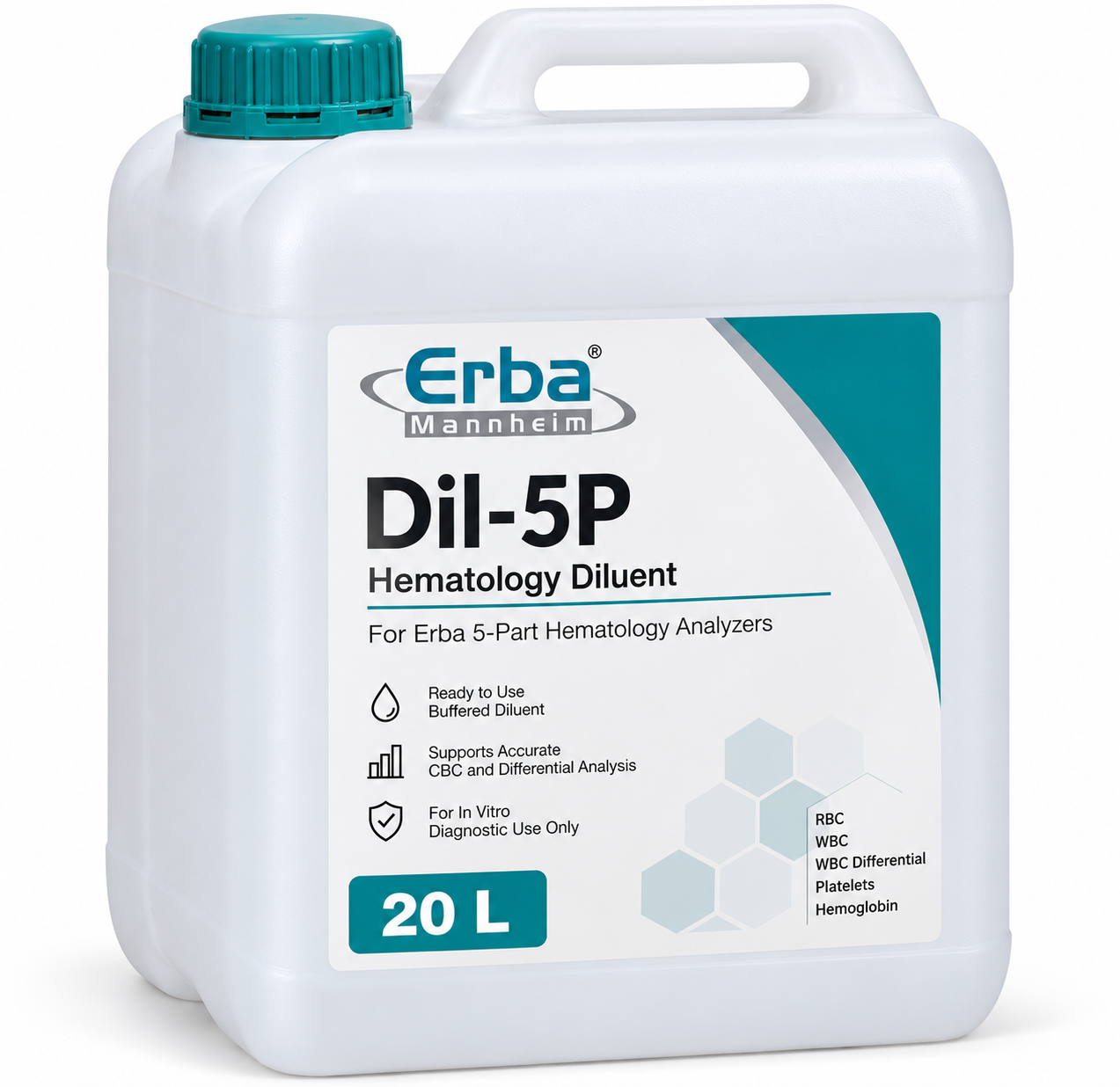 Erba Dil-5P Hematology Diluent for 5-Part Analyzers – 20 L - View 1