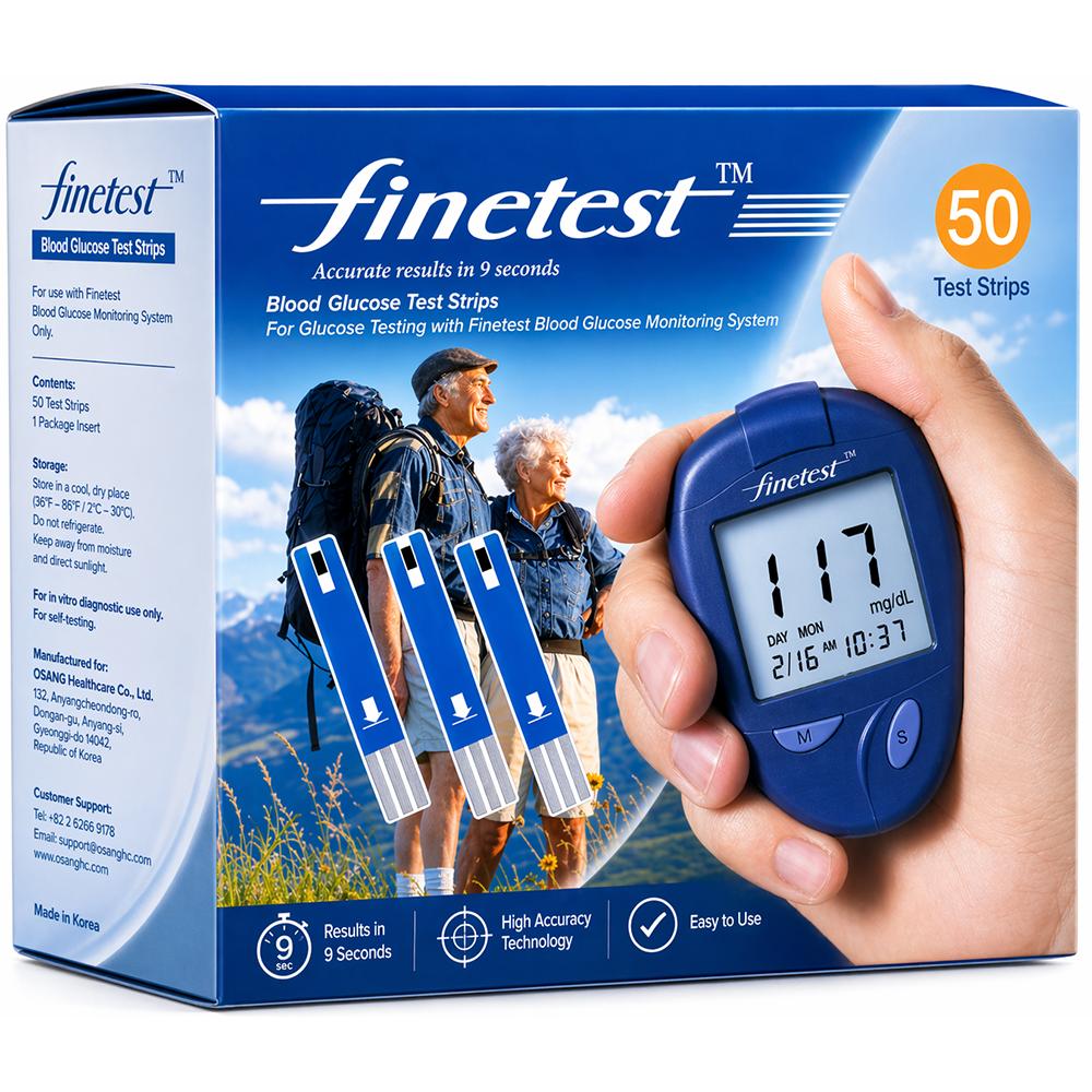 FineTest Auto-Coding Premium Blood Glucose Test Strips – 50 Strips