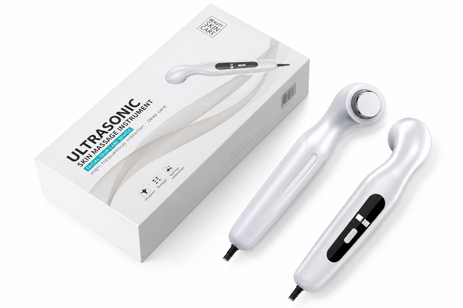 Handheld Ultrasonic Physiotherapy Massage Device with Dual Treatment Heads