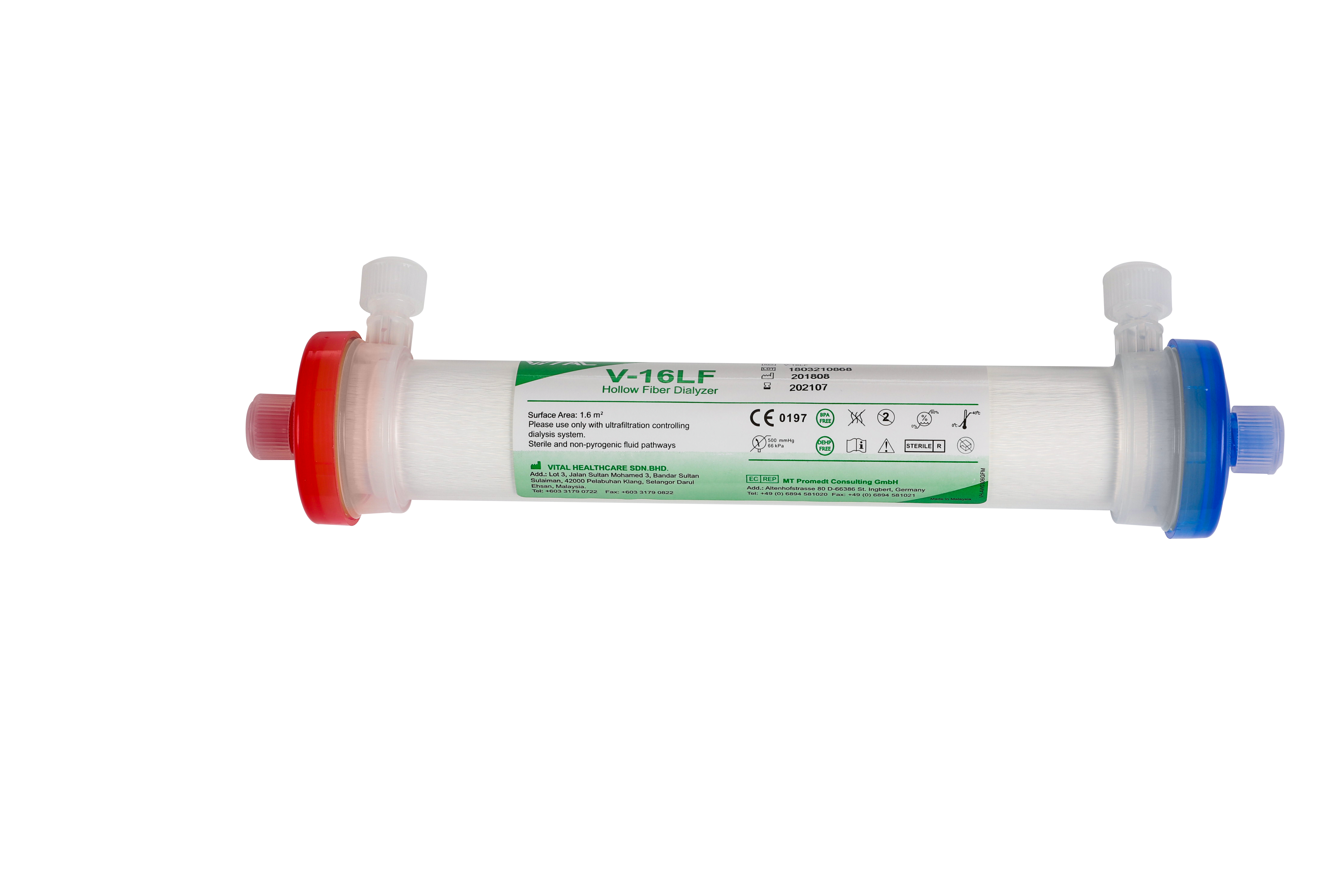 Hollow Fiber Hemodialysis Dialyzer - View 1