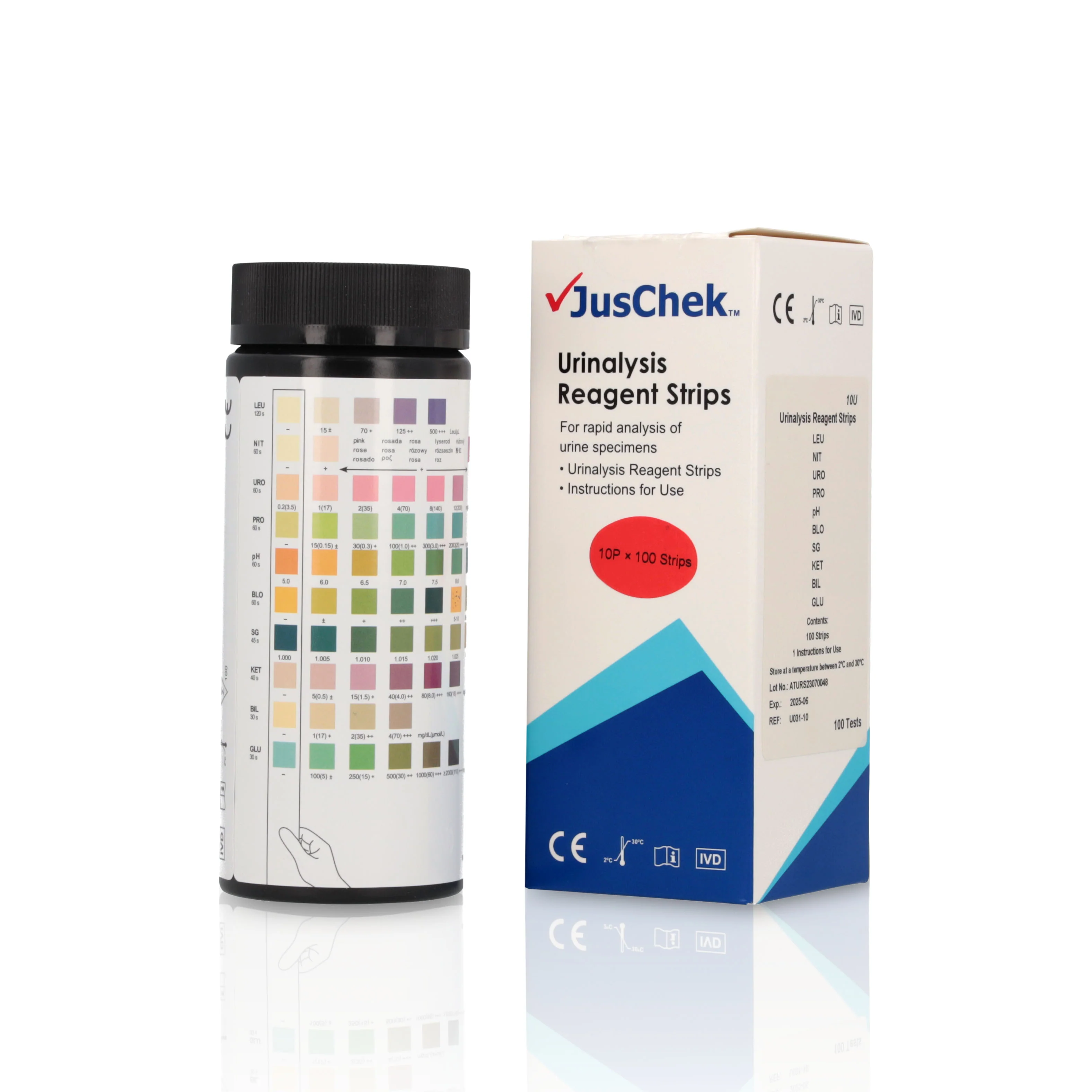 JusChek 9-Parameter Urinalysis Reagent Strips – 100 Strips - View 1