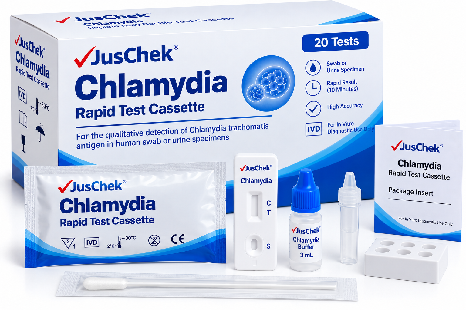 JusChek Chlamydia Rapid Test Cassette – 20 Tests - View 1