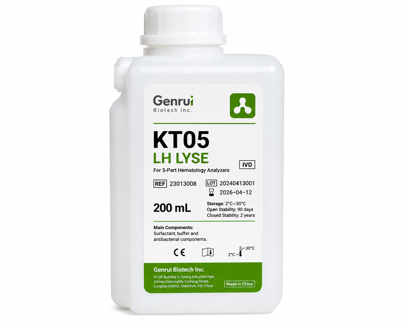 Genrui KT05 LH Lyse 200mL for KT-6610 Hematology Analyzer - View 1
