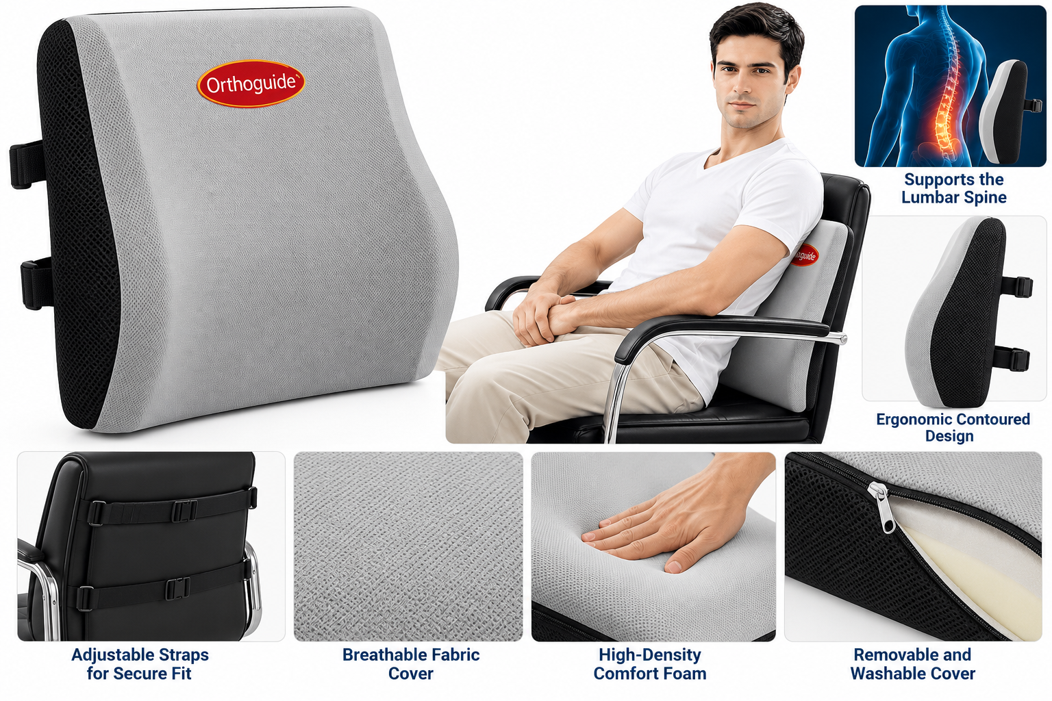 Lumbar Support Cushion for Back Support and Posture - View 1