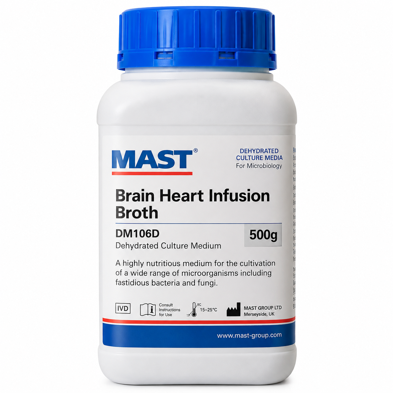 MAST Brain Heart Infusion Broth 500g – Microbiology Culture Medium - View 1
