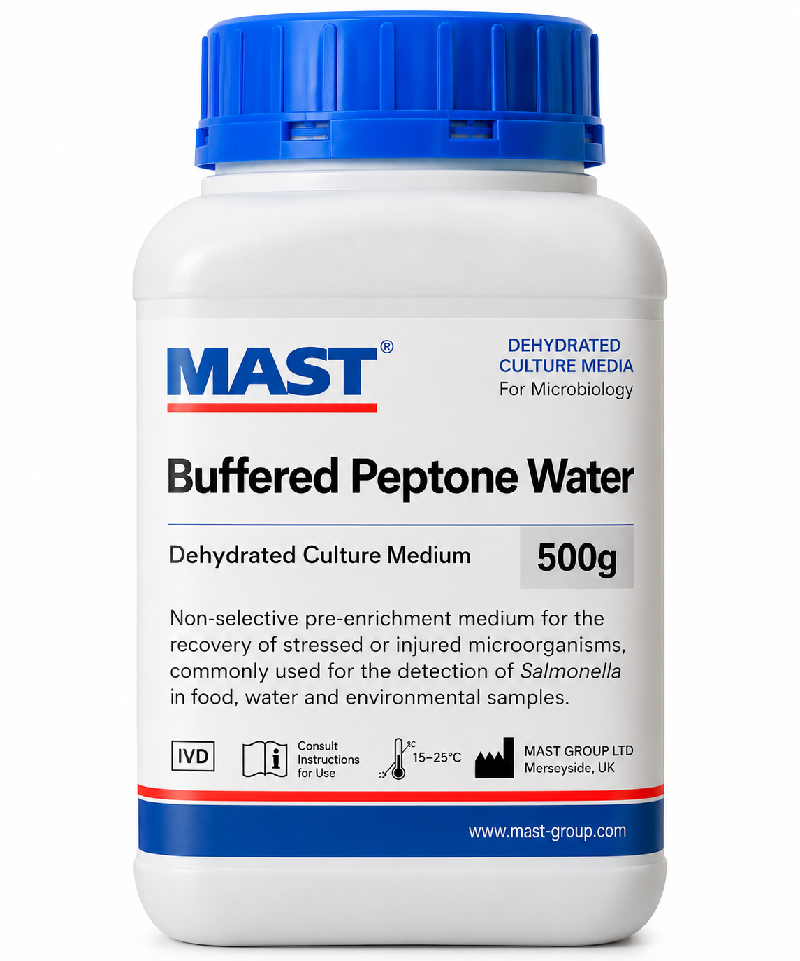 MAST Buffered Peptone Water 500g – Microbiology Culture Medium - View 1