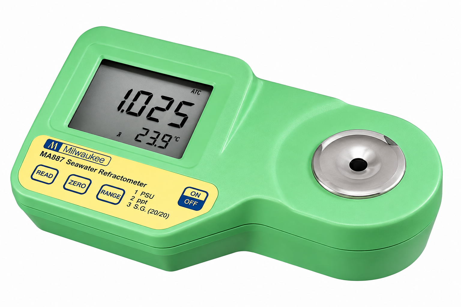 Milwaukee MA887 Digital Seawater Refractometer – PSU, ppt & Specific Gravity with ATC