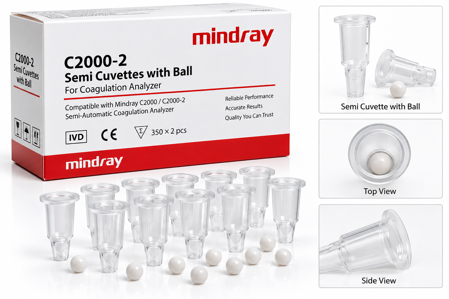 Mindray C2000-2 Semi Cuvettes with Ball - View 1