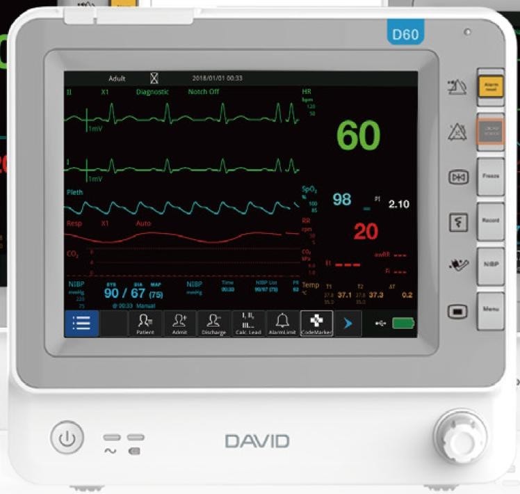 David D60 Multiparameter Patient Monitor - View 1