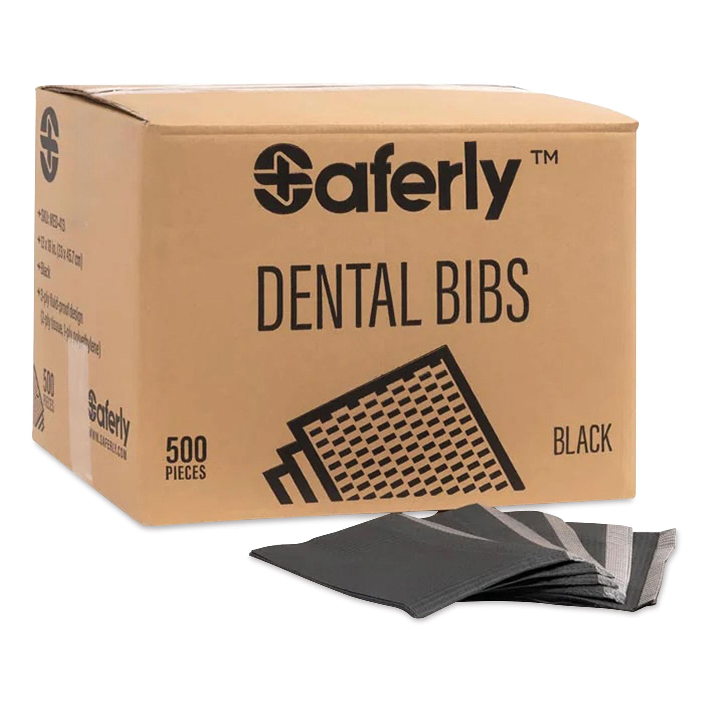 PE-5125 Black Disposable Dental Bibs – Case of 500
