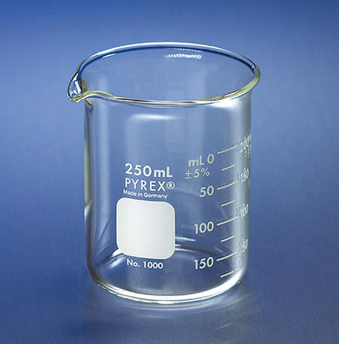 PYREX® 1000-250 Griffin Low Form 250mL Double-Scale Graduated Beaker