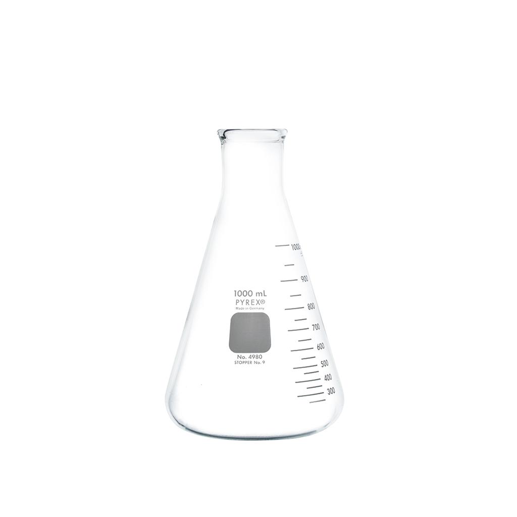 PYREX 1000mL Narrow Mouth Erlenmeyer Flask with Heavy Duty Rim - View 1
