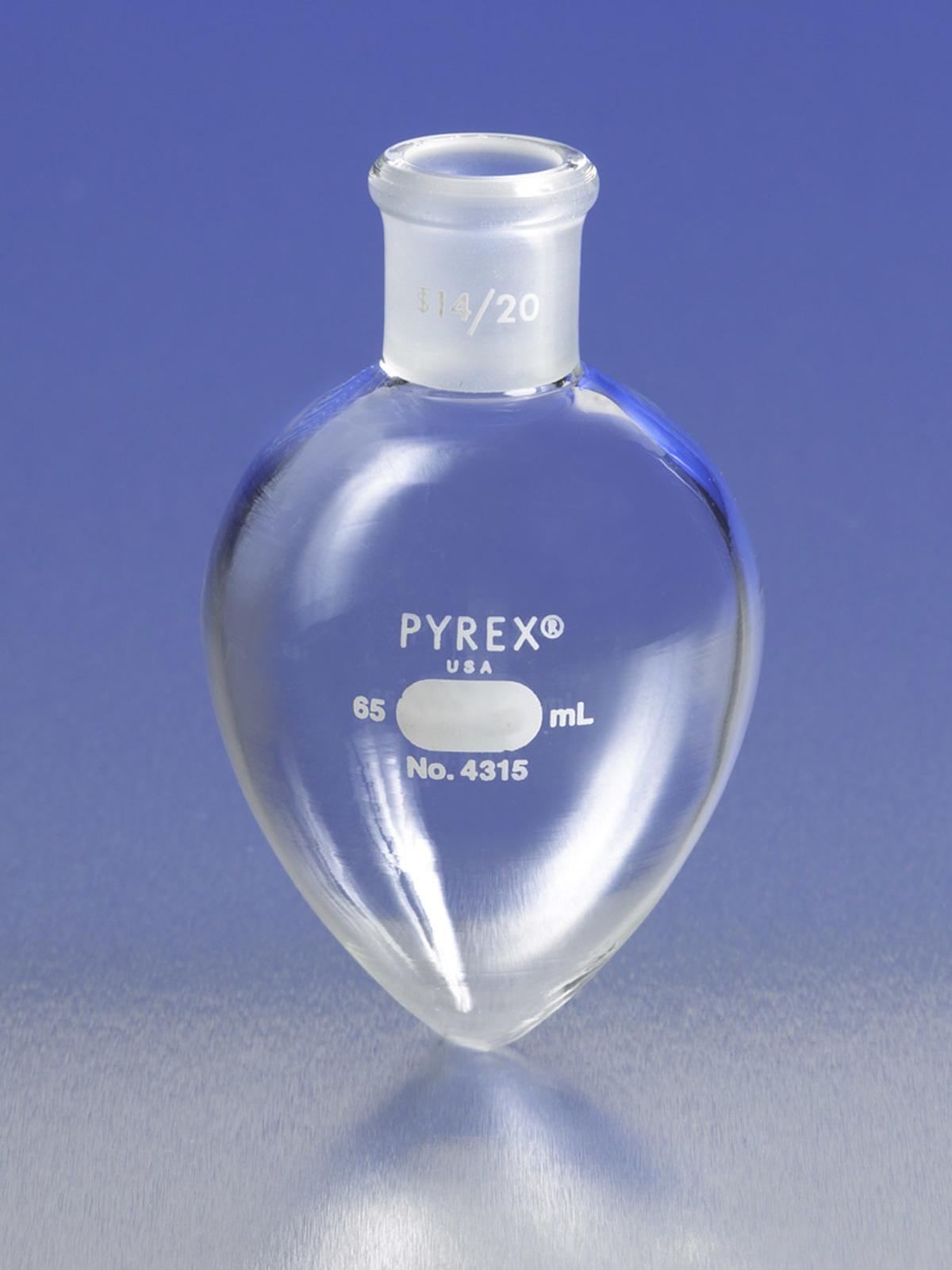 PYREX 100mL Pear-Shaped Boiling Flask with 14-20 Standard Taper Joint – 4315-100 - View 1