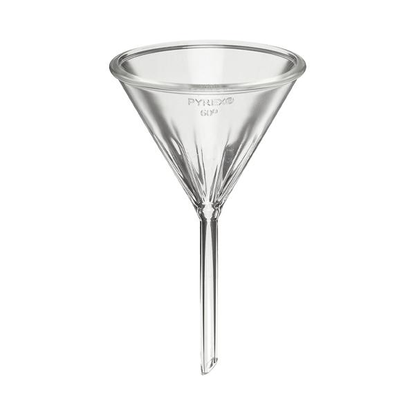 PYREX 100mm Fluted Glass Laboratory Funnel with 60° Angle and Short Stem 6180-100 - View 1