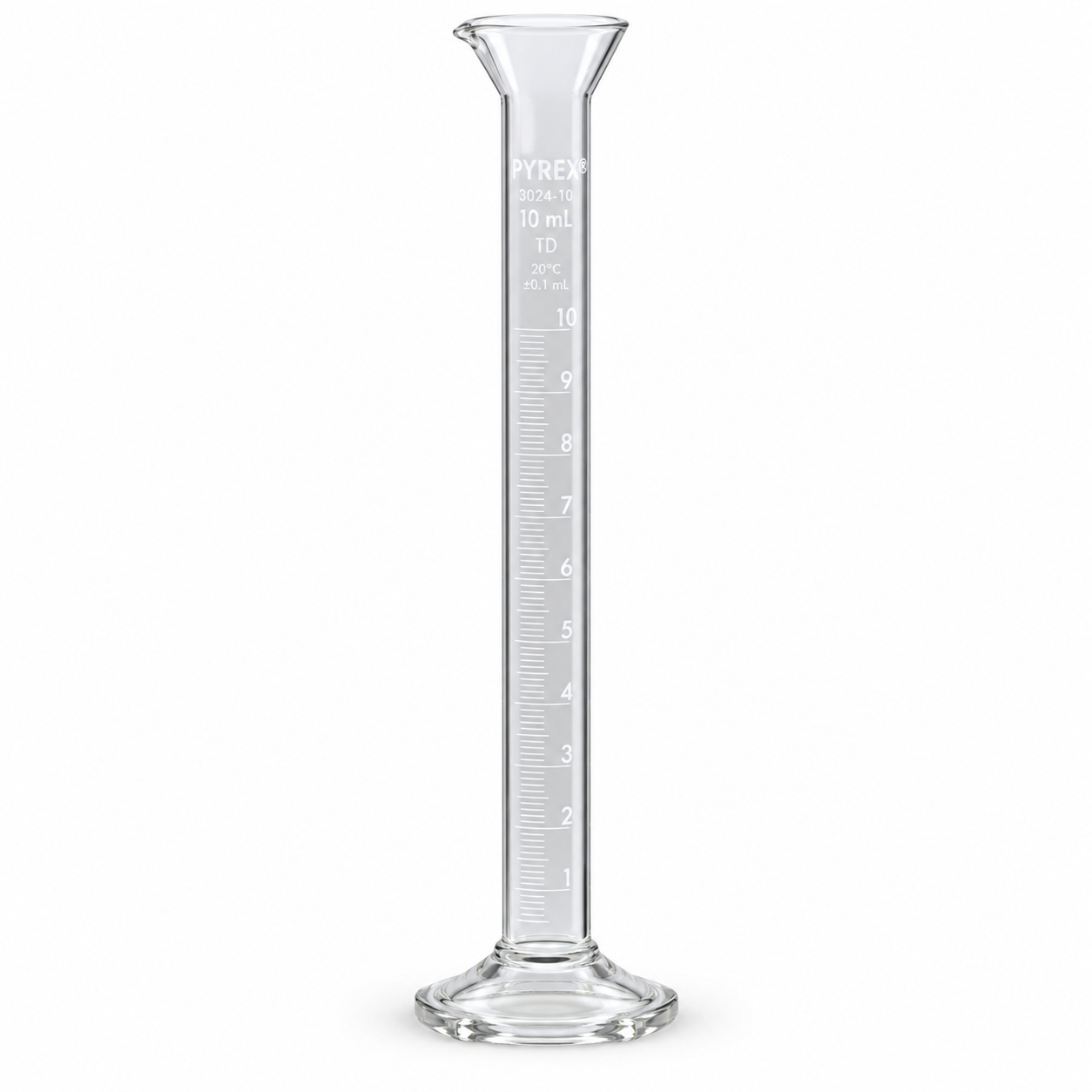 PYREX 10mL Single Metric Graduated Cylinder TD Funnel Top 3024-10 - View 1