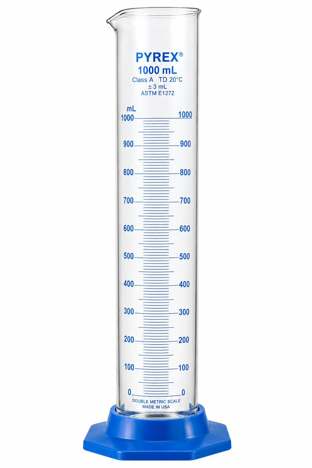 PYREX® 1L Double Metric Scale Class A Graduated Cylinder TD 3026-1L - View 1