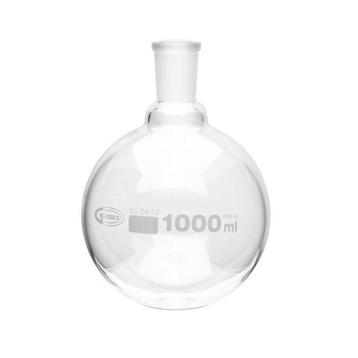 PYREX 1L Heavy Wall Round Bottom Boiling Flask with Short Neck and 24-40 Joint – 4320C-1L - View 1