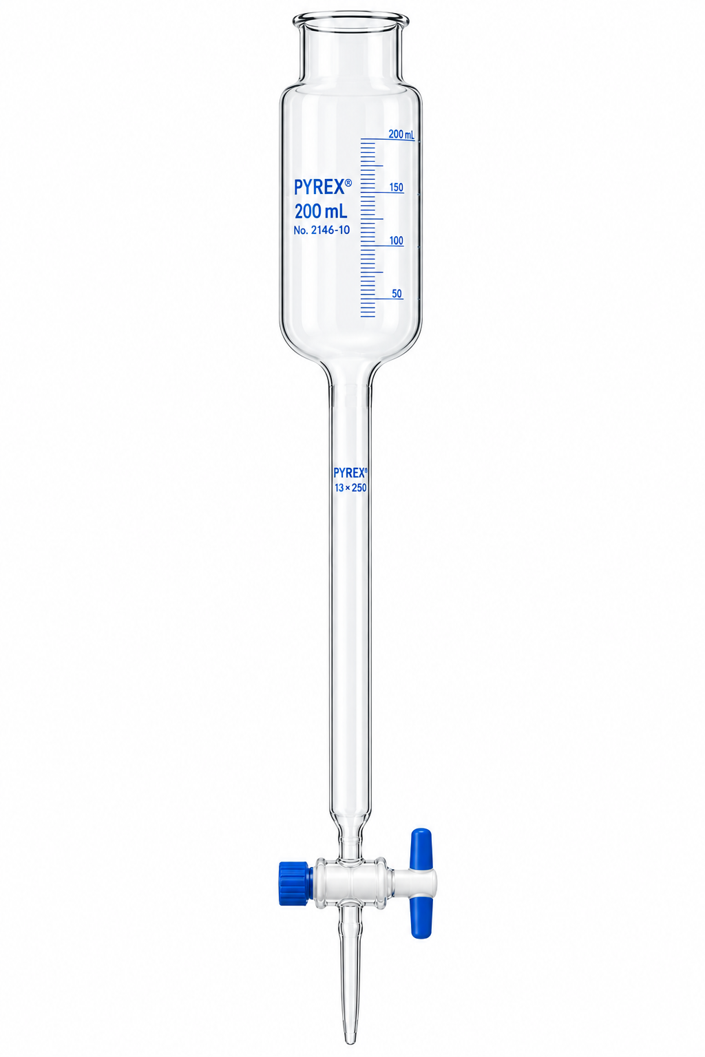 PYREX 200mL Chromatography Column with Reservoir and PTFE Stopcock - View 1