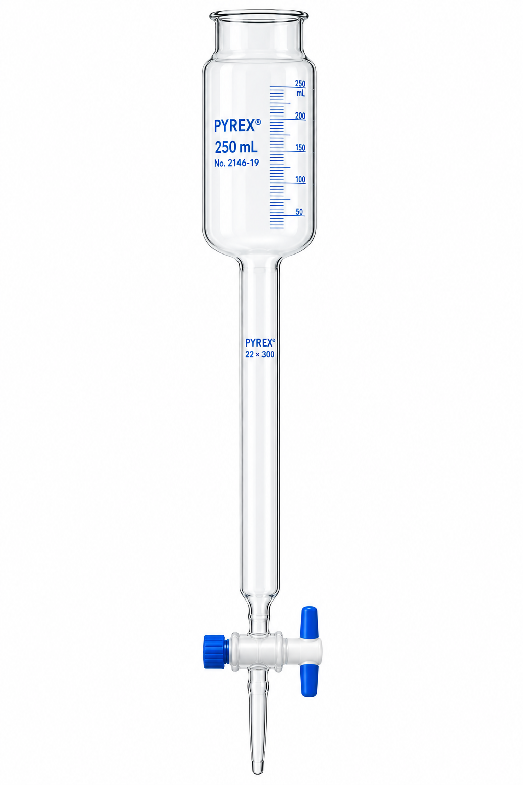 PYREX 250mL Chromatography Column with Reservoir and PTFE Stopcock - View 1