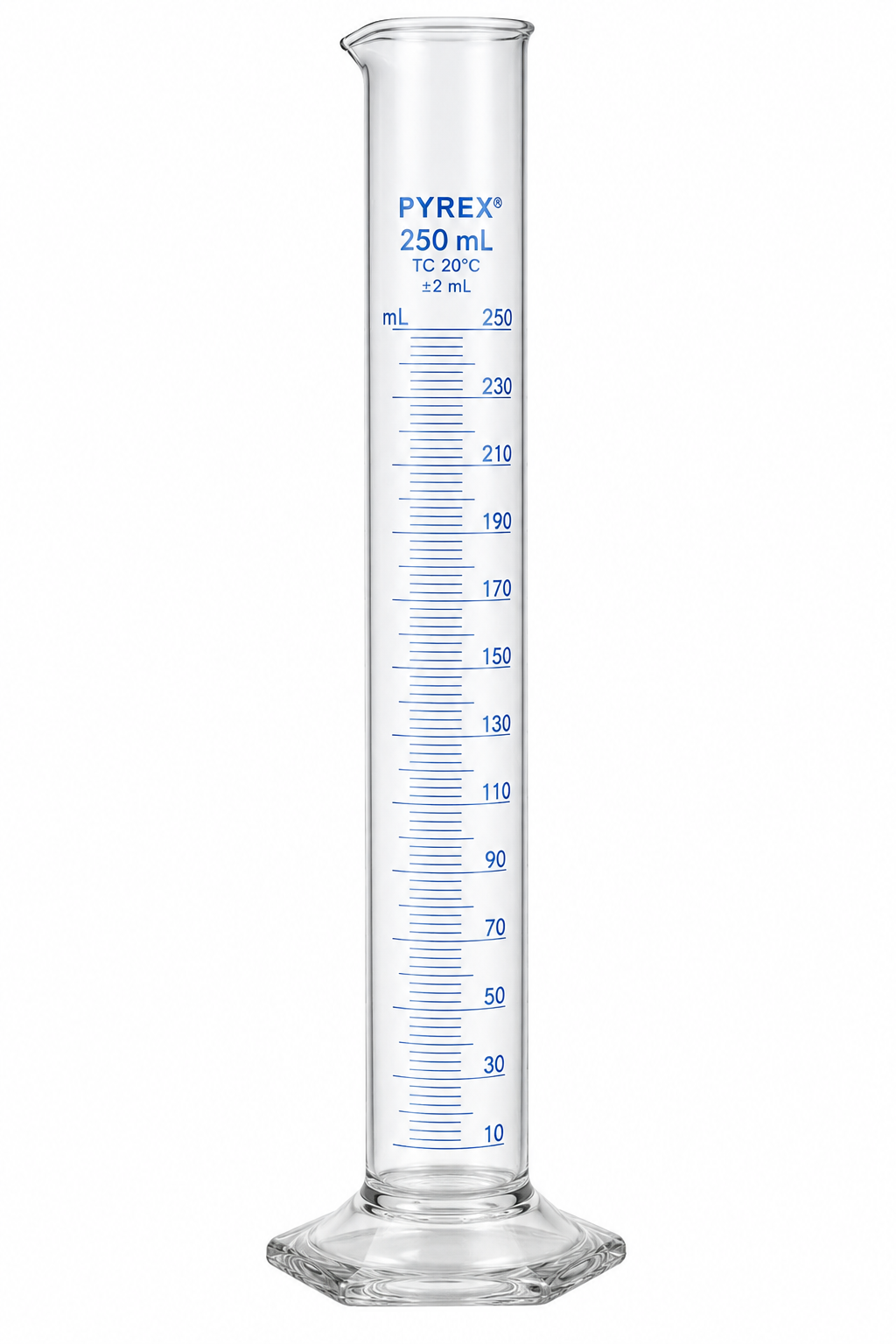 PYREX® 250mL Economy Double Metric Scale Graduated Cylinder TC 3025-250 - View 1