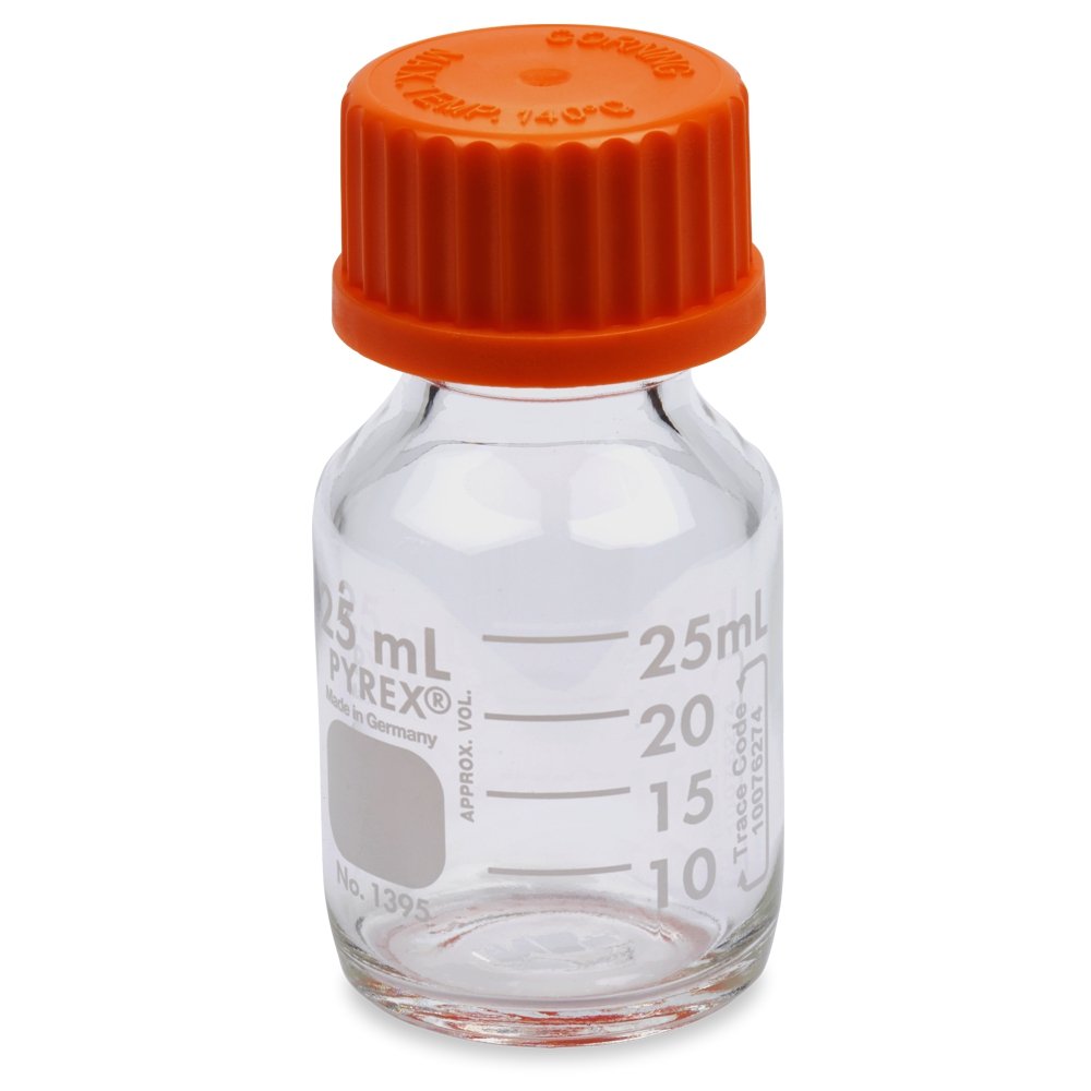 PYREX 25mL Round Media Storage Bottle with GL25 Screw Cap - View 1
