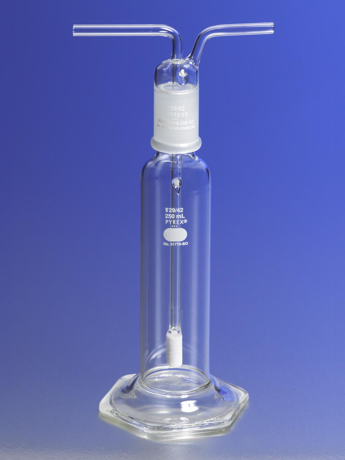 PYREX 31770-125C Gas Washing Bottle 125 mL with Coarse Fritted Cylinder - View 1