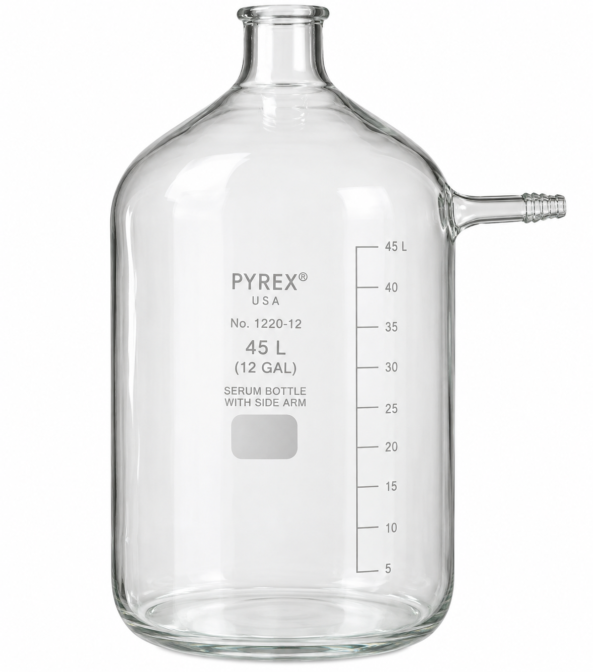 PYREX 45L Serum Bottle with Side Arm - View 1